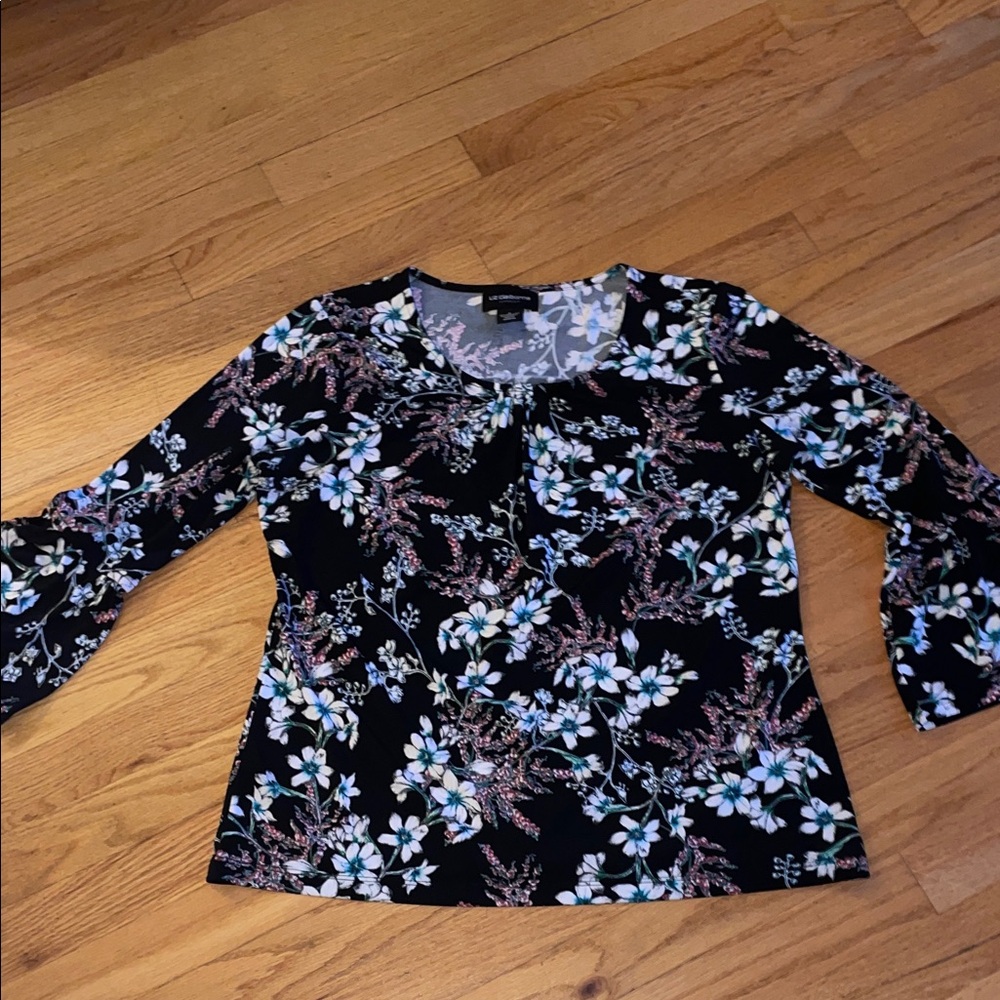 Liz Claiborne Black Floral Blouse